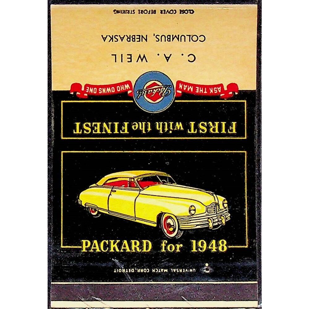 1948 Packard Match Box in Laid Flat No Matches 1st w the Finest